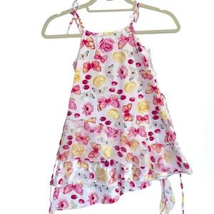 Monnalisa Ruffle Sleeveless Floral Fruit Print‎ Dress Size 110cm 5 years